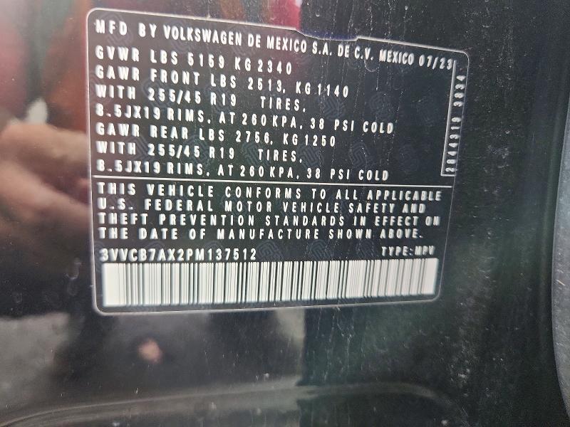 61392246 :رقم المزاد ، 3VVCB7AX2PM137512 vin ، 2023 Volkswagen Tiguan مزاد بيع