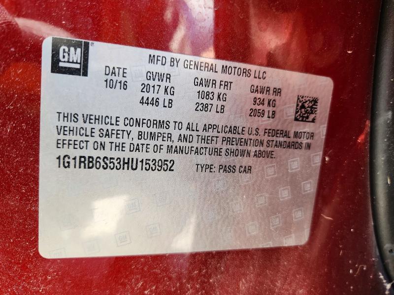 Продажа на аукционе авто 2017 Chevrolet Volt, vin: 1G1RB6S53HU153952, номер лота: 60627666