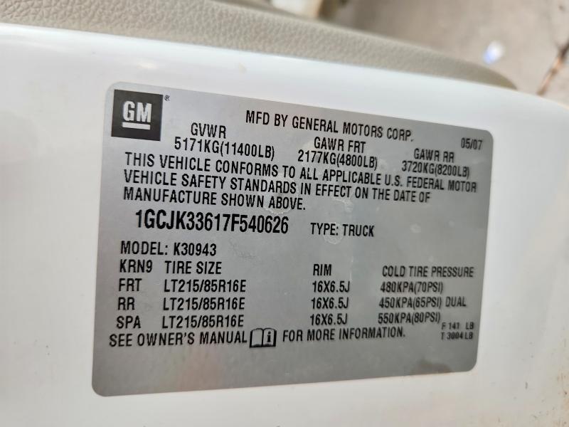 60208526 :رقم المزاد ، 1GCJK33617F540626 vin ، 2007 Chevrolet Silverado مزاد بيع