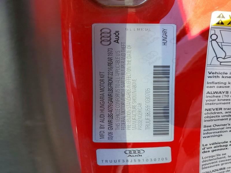 Продаж на аукціоні авто 2009 Audi Tts, vin: TRUUF38J591030705, номер лоту: 61679256