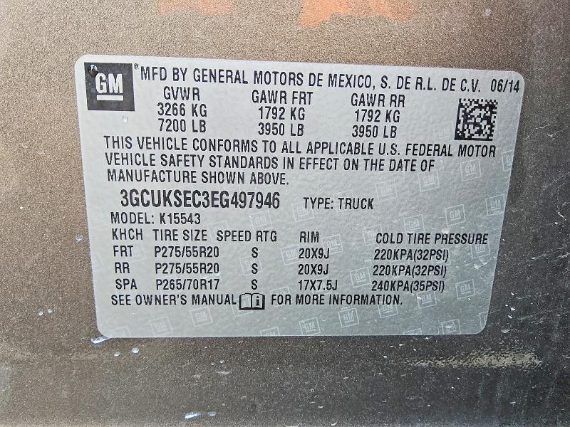 2014 Chevrolet Silverado მანქანა იყიდება აუქციონზე, vin: 3GCUKSEC3EG497946, აუქციონის ნომერი: 60884546