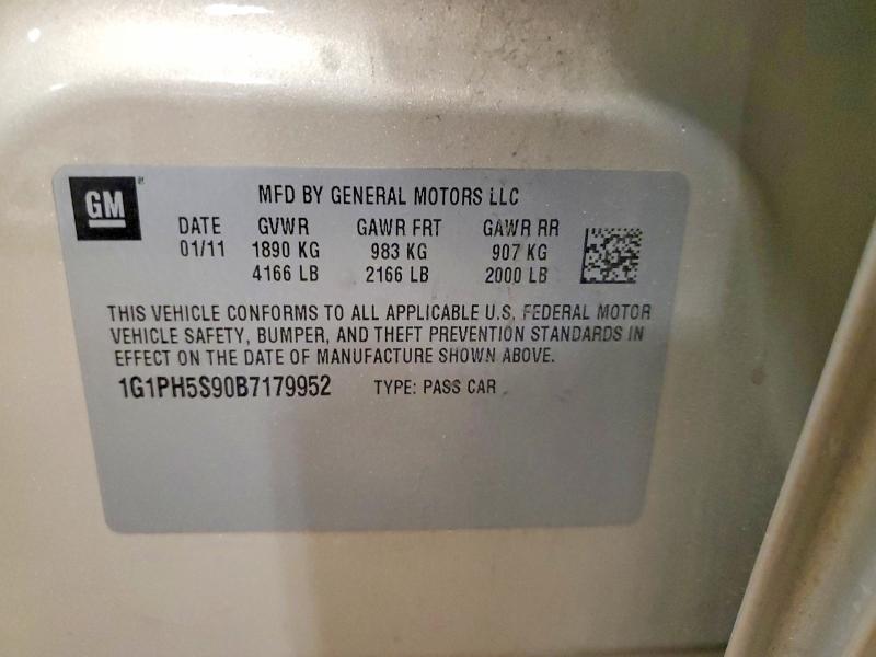 2011 Chevrolet Cruze მანქანა იყიდება აუქციონზე, vin: 1G1PH5S90B7179952, აუქციონის ნომერი: 61528816