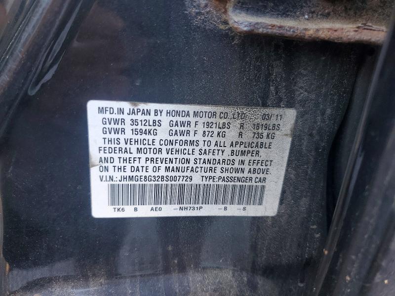 Продаж на аукціоні авто 2011 Honda Fit, vin: JHMGE8G32BS007729, номер лоту: 63555656