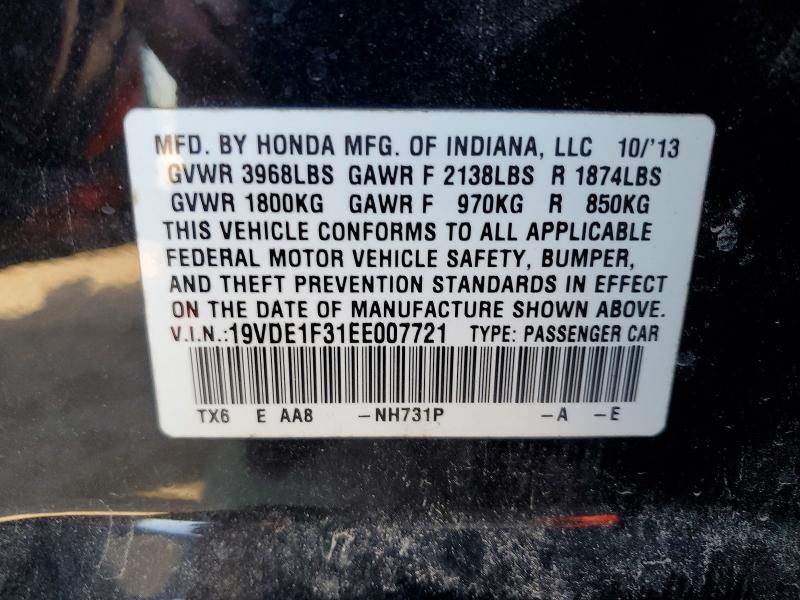 Auction sale of the 2014 Acura Ilx, vin: 19VDE1F31EE007721, lot number: 60123346
