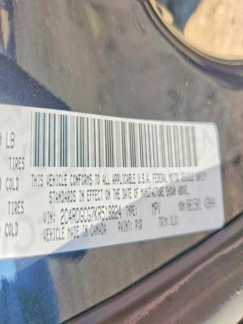 60797666 :رقم المزاد ، 2C4RDGCG7KR518824 vin ، 2019 Dodge Grand Caravan مزاد بيع