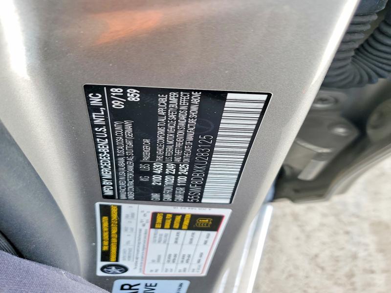 Aukcja sprzedaży 2019 Mercedes-benz C, vin: 55SWF8DBXKU283125, numer aukcji: 60994756