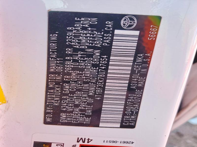 Aukcja sprzedaży 2011 Toyota Camry, vin: 4T1BF3EK7BU747654, numer aukcji: 59827776