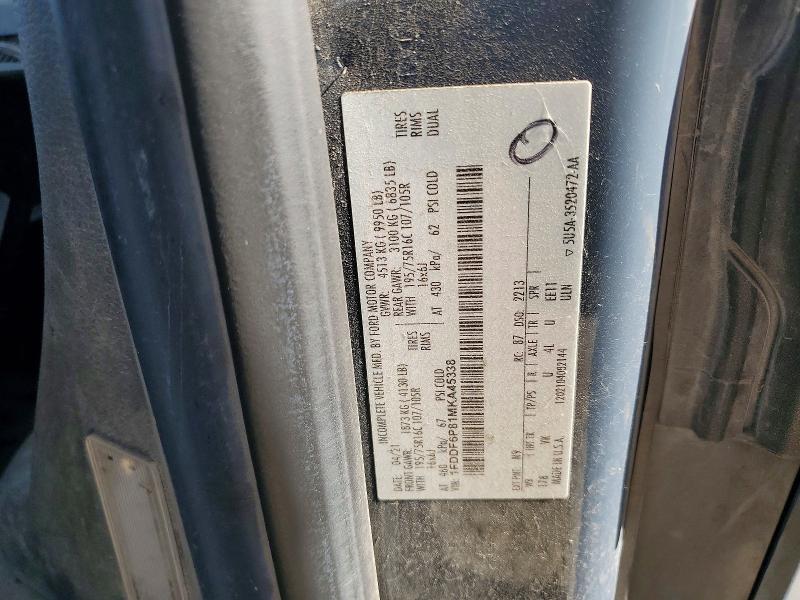 Aukcja sprzedaży 2021 Ford Transit, vin: 1FDDF6P81MKA45338, numer aukcji: 61897216