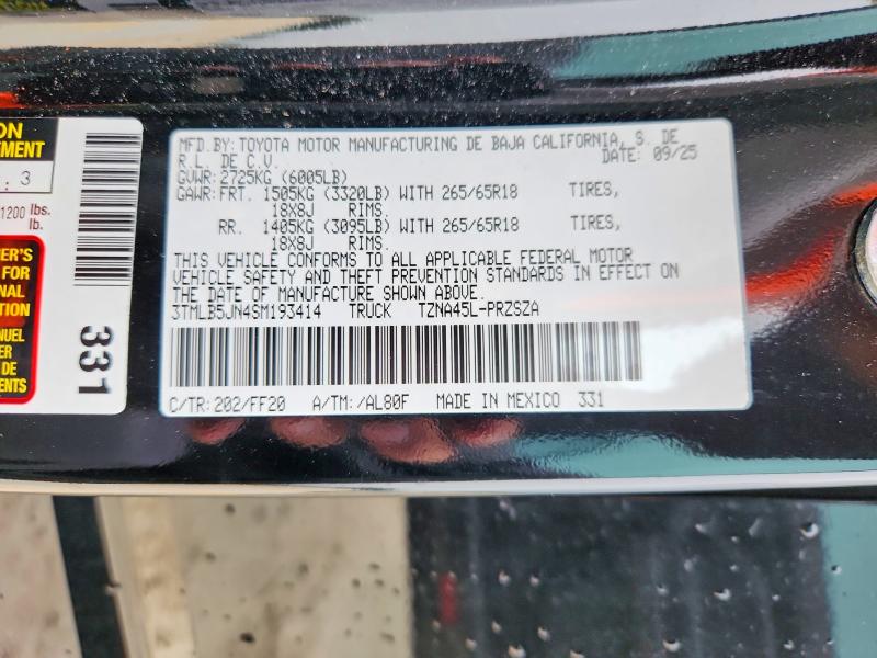 61355826 :رقم المزاد ، 3TMLB5JN4SM193414 vin ، 2025 Toyota Tacoma مزاد بيع