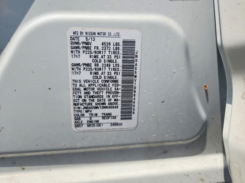 Продажа на аукционе авто 2013 Nissan Rogue, vin: JN8AS5MV1DW646849, номер лота: 62048186