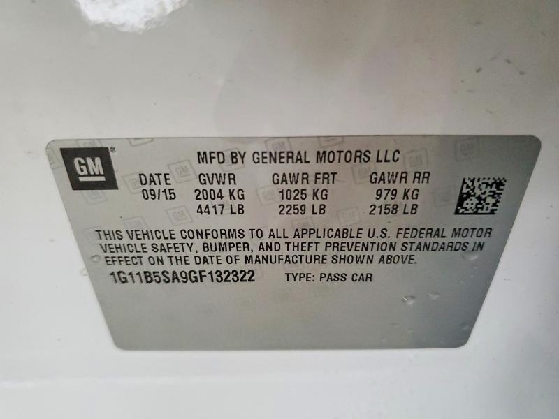 60845916 :رقم المزاد ، 1G11B5SA9GF132322 vin ، 2016 Chevrolet Malibu 4d 1lt مزاد بيع