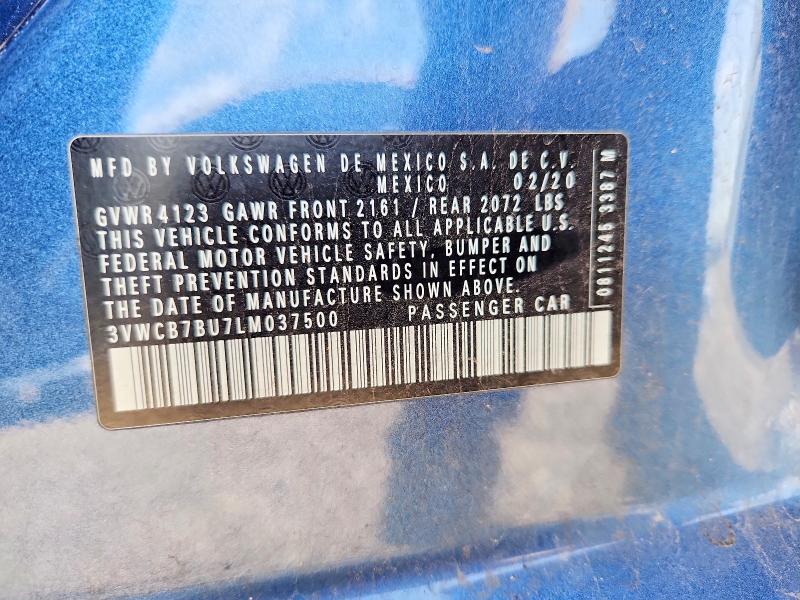 Aukcja sprzedaży 2020 Volkswagen Jetta, vin: 3VWCB7BU7LM037500, numer aukcji: 58541056