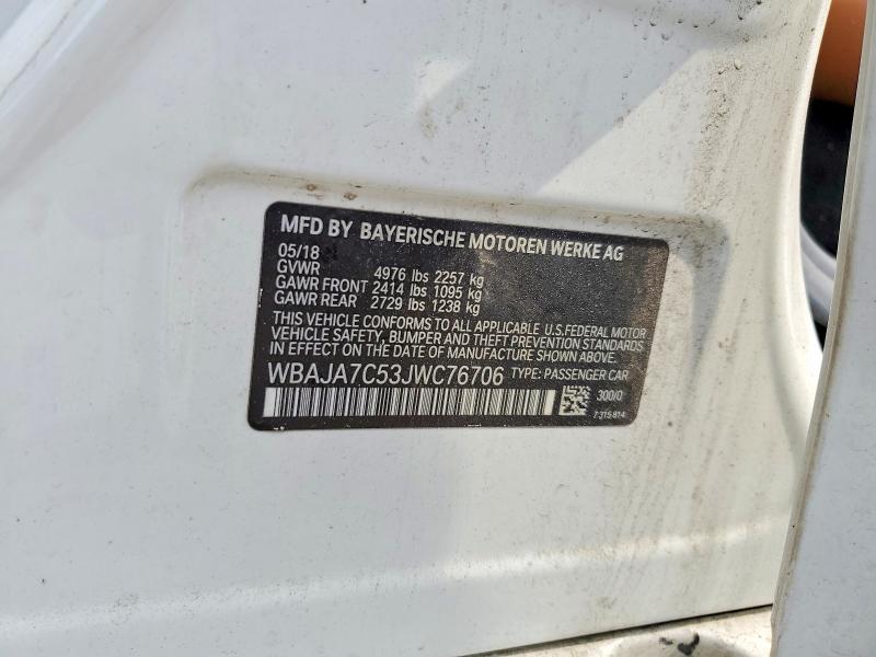 Продажа на аукционе авто 2018 Bmw 530, vin: WBAJA7C53JWC76706, номер лота: 59244486