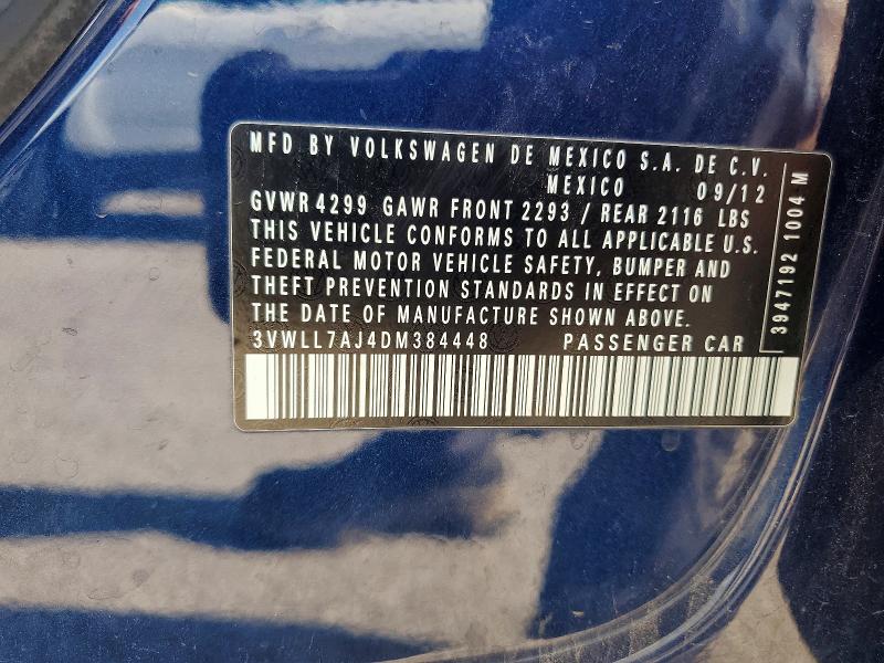 Продажа на аукционе авто 2013 Volkswagen Jetta, vin: 3VWLL7AJ4DM384448, номер лота: 58974786