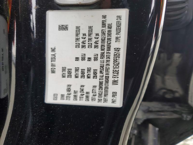 60020916 :رقم المزاد ، 5YJ3E1EA2PF505149 vin ، 2023 Tesla Model 3 مزاد بيع