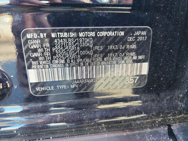 60082946 :رقم المزاد ، JA4AP3AW8JZ032772 vin ، 2018 Mitsubishi Outlander Sport مزاد بيع