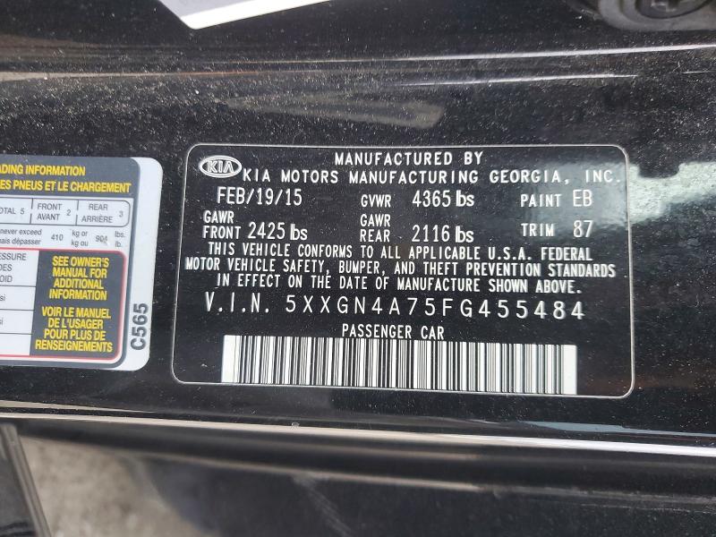 62628576 :رقم المزاد ، 5XXGN4A75FG455484 vin ، 2015 Kia Optima مزاد بيع