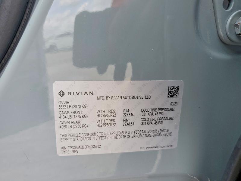 59173516 :رقم المزاد ، 7PDSGABL0PN005982 vin ، 2023 Rivian R1s مزاد بيع