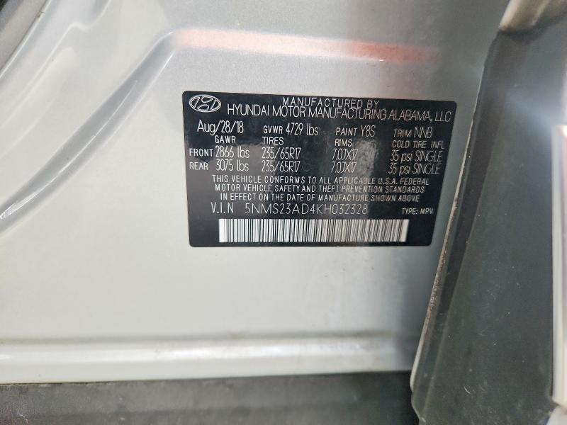 Продаж на аукціоні авто 2019 Hyundai Santa Fe, vin: 5NMS23AD4KH032328, номер лоту: 62461286