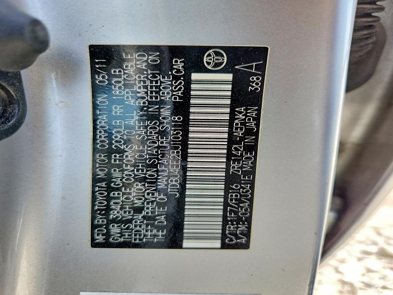 62740976 :رقم المزاد ، JTDBU4EE2BJ103118 vin ، 2011 Toyota Corolla مزاد بيع