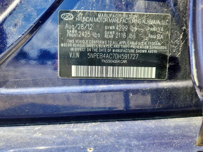Продажа на аукционе авто 2013 Hyundai Sonata, vin: 5NPEB4AC7DH591727, номер лота: 57497536