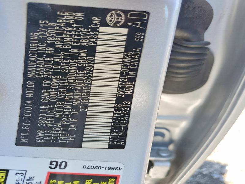 62168846 :رقم المزاد ، 2T1BURHE7GC579070 vin ، 2016 Toyota Corolla مزاد بيع
