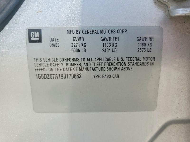 63059596 :رقم المزاد ، 1G6DZ67A190170862 vin ، 2009 Cadillac Sts مزاد بيع