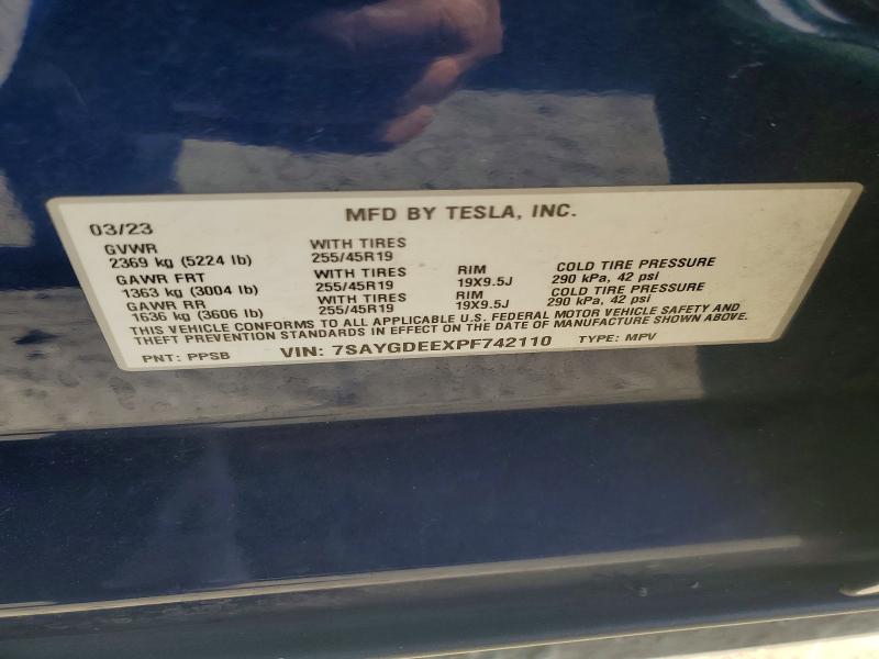 Продажа на аукционе авто 2023 Tesla Model Y, vin: 7SAYGDEEXPF742110, номер лота: 59401436