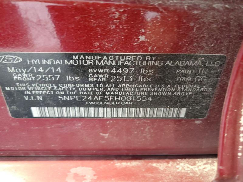 62619216 :رقم المزاد ، 5NPE24AF5FH001554 vin ، 2015 Hyundai Sonata مزاد بيع