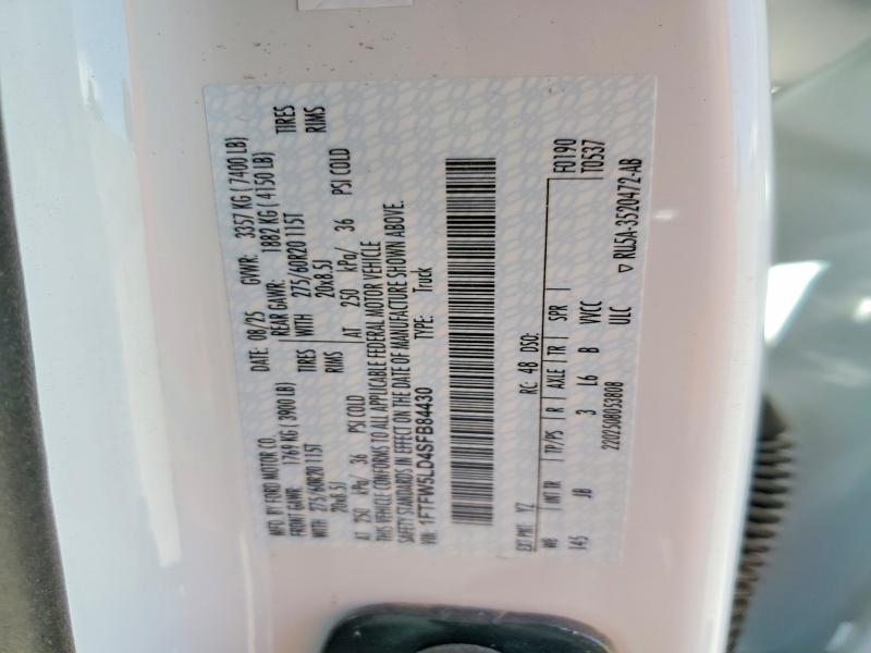 Aukcja sprzedaży 2025 Ford F150, vin: 1FTFW5LD4SFB84430, numer aukcji: 60457036