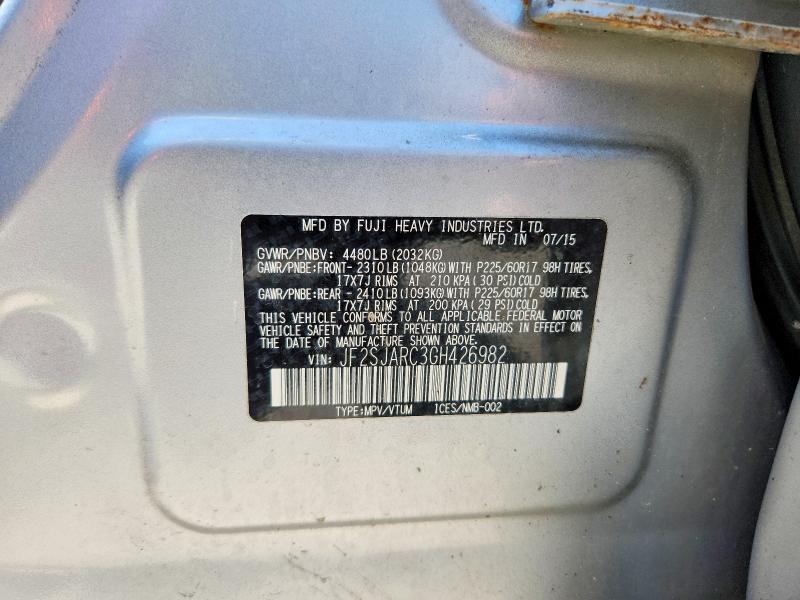Aukcja sprzedaży 2016 Subaru Forester, vin: JF2SJARC3GH426982, numer aukcji: 59261076