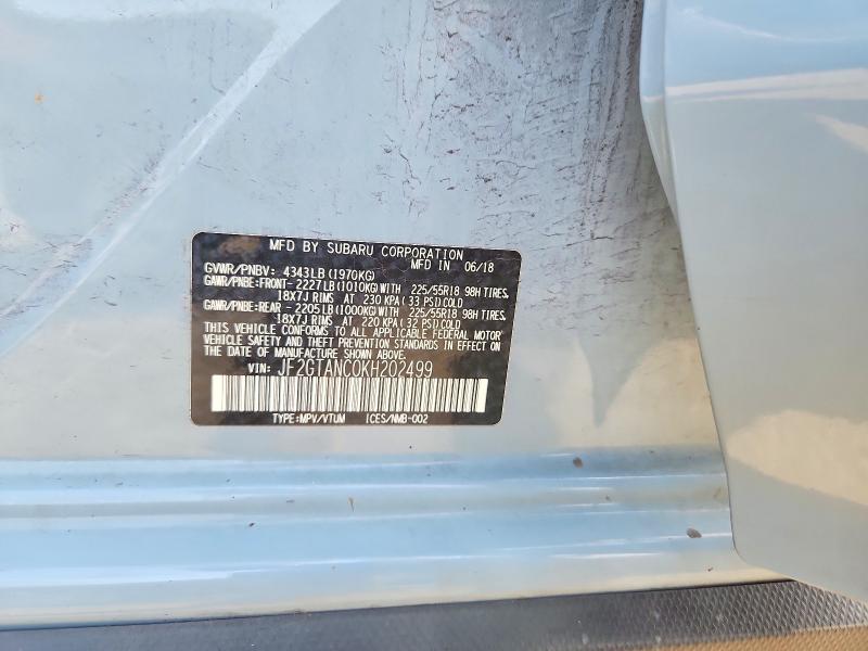 59584426 :رقم المزاد ، JF2GTANC0KH202499 vin ، 2019 Subaru Crosstrek مزاد بيع
