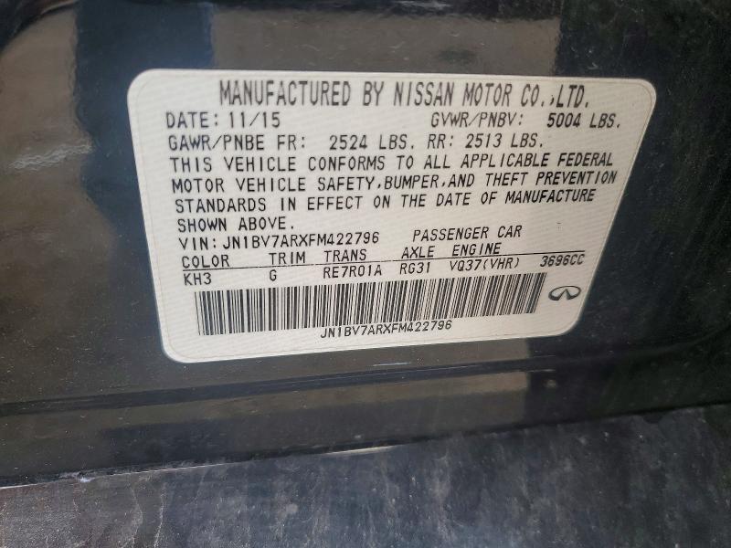 61070006 :رقم المزاد ، JN1BV7ARXFM422796 vin ، 2015 Infiniti Q50 مزاد بيع