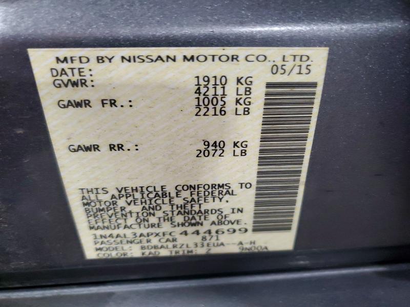 Aukcja sprzedaży 2015 Nissan Altima, vin: 1N4AL3APXFC444699, numer aukcji: 62754136