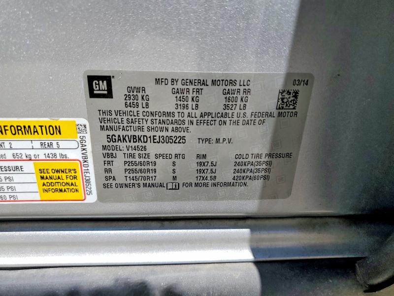 59747736 :رقم المزاد ، 5GAKVBKD1EJ305225 vin ، 2014 Buick Enclave مزاد بيع