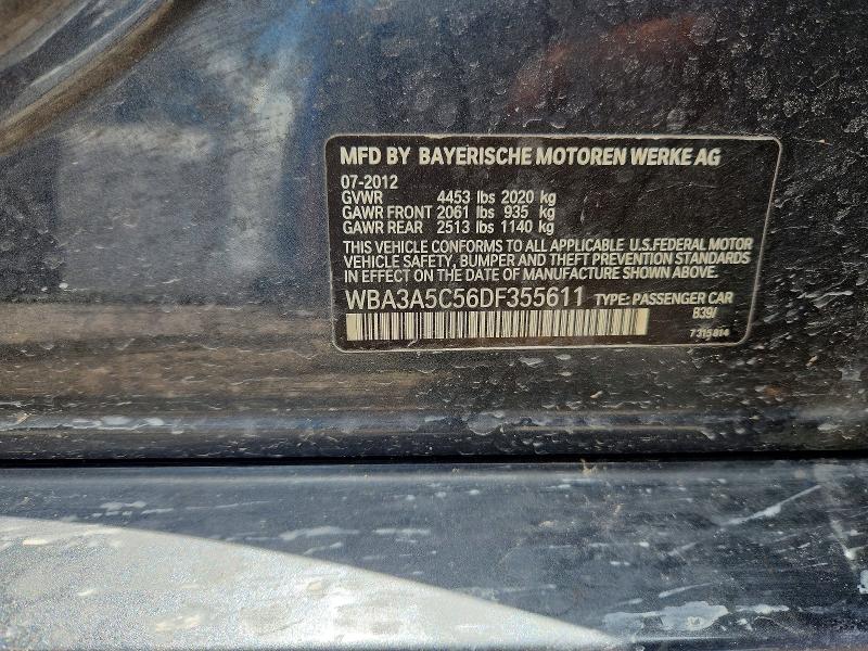 60206506 :رقم المزاد ، WBA3A5C56DF355611 vin ، 2013 Bmw 328 مزاد بيع