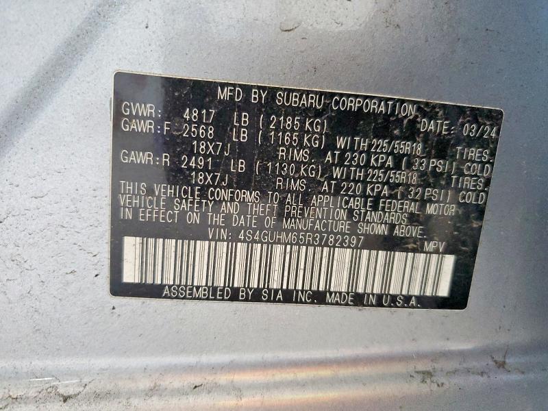 59744666 :رقم المزاد ، 4S4GUHM65R3782397 vin ، 2024 Subaru Crosstrek مزاد بيع