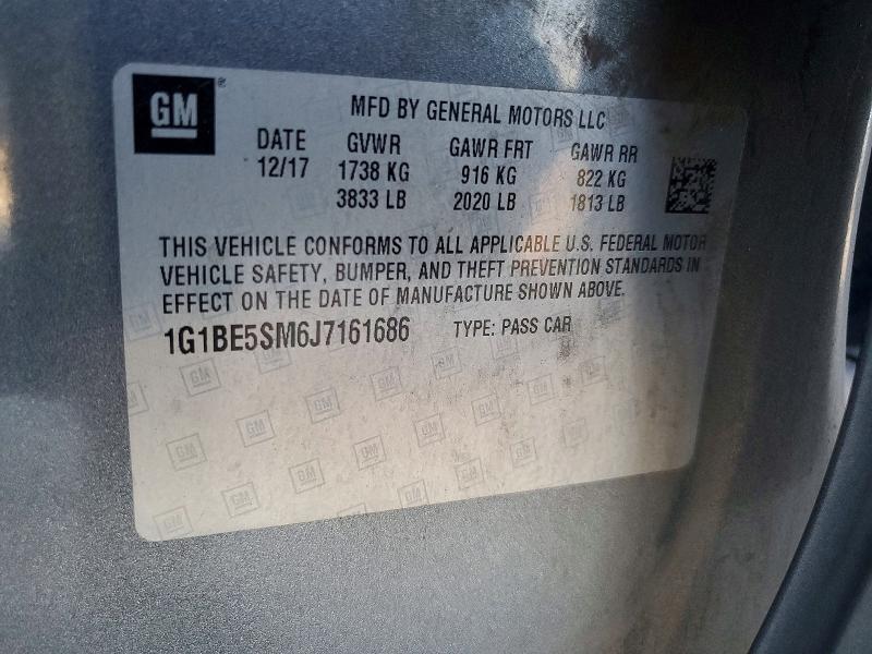 2018 Chevrolet Cruze მანქანა იყიდება აუქციონზე, vin: 1G1BE5SM6J7161686, აუქციონის ნომერი: 58154456