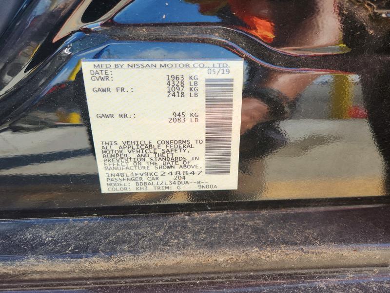 Продаж на аукціоні авто 2019 Nissan Altima, vin: 1N4BL4EV9KC248847, номер лоту: 61497076