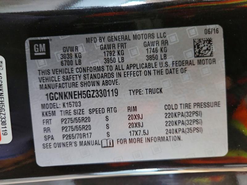 59855586 :رقم المزاد ، 1GCNKNEH5GZ330119 vin ، 2016 Chevrolet Silverado مزاد بيع