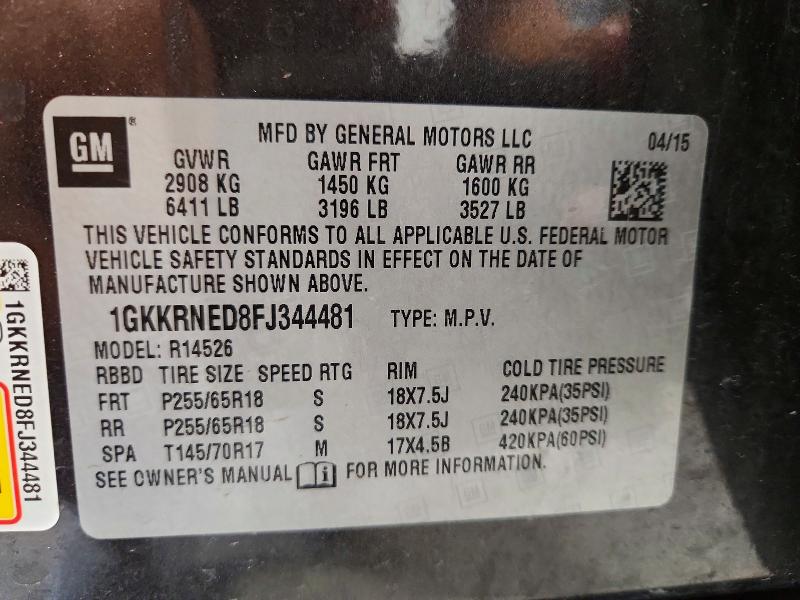 Продаж на аукціоні авто 2015 Gmc Acadia, vin: 1GKKRNED8FJ344481, номер лоту: 59781446