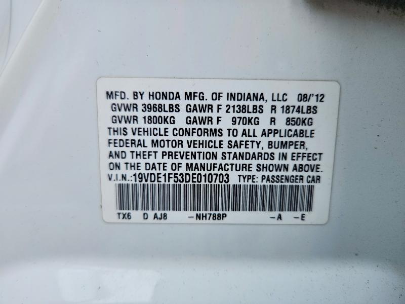 60149736 :رقم المزاد ، 19VDE1F53DE010703 vin ، 2013 Acura Ilx مزاد بيع