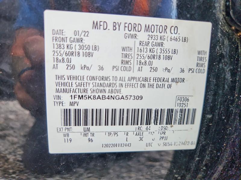 Продажа на аукционе авто 2022 Ford Explorer, vin: 1FM5K8AB4NGA57309, номер лота: 62294036