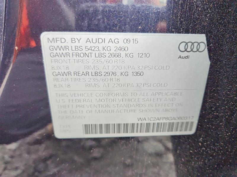 61189276 :رقم المزاد ، WA1C2AFP8GA060317 vin ، 2016 Audi Q5 مزاد بيع