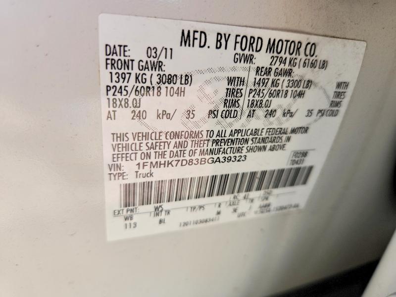 2011 Ford Explorer მანქანა იყიდება აუქციონზე, vin: 1FMHK7D83BGA39323, აუქციონის ნომერი: 61161346