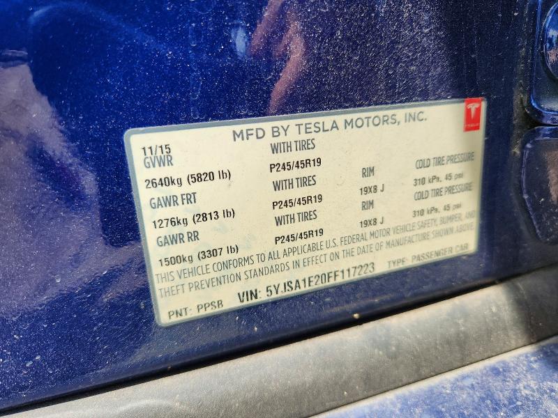 Aukcja sprzedaży 2015 Tesla Model S, vin: 5YJSA1E20FF117223, numer aukcji: 60311176