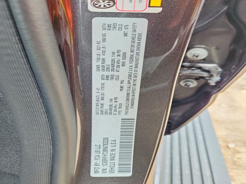 2021 Ram 1500 მანქანა იყიდება აუქციონზე, vin: 1C6SRFHT3MN763338, აუქციონის ნომერი: 62223956