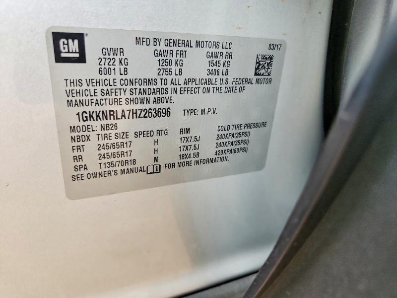 2017 Gmc Acadia მანქანა იყიდება აუქციონზე, vin: 1GKKNRLA7HZ263696, აუქციონის ნომერი: 62495456