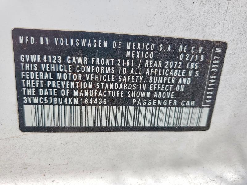 62751716 :رقم المزاد ، 3VWC57BU4KM164436 vin ، 2019 Volkswagen Jetta مزاد بيع