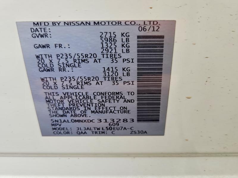 Продажа на аукционе авто 2013 Infiniti Jx35, vin: 5N1AL0MNXDC313283, номер лота: 60753876